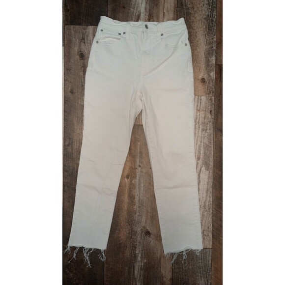 Women's Madewell The Perfect Vintage Jean Raw Hem Edition Tile White, Size 25 - Picture 1 of 12